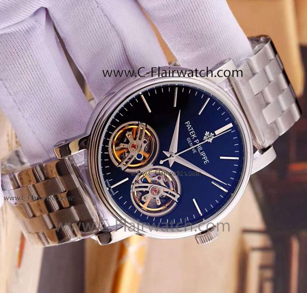 Copy Patek Philippe Tourbillon Black Watch 42mm